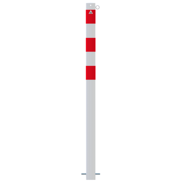 Barrier posts | Steel tube  76 x 2,6 mm | stationary, for casting in concrete | hot-dip galvonized / white coated | hot-dip galvanized and white coated withthree red reflecting stripes | with 1 eyelet